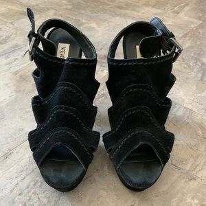 Steve Madden Black Suede Platform Heels Sz 7
